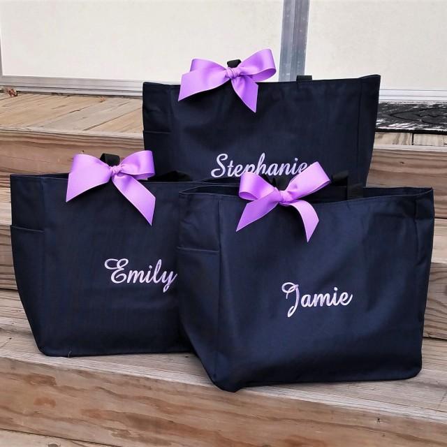 Set of 4 Personalized Tote Bags, Bridesmaid Tote Bags, Bridesmaid Gifts, Monogrammed