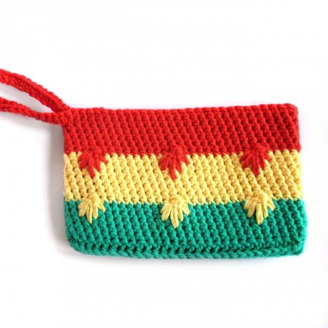 Crocheted Mini Wristlet, Hand Knit Purse, Handmade pocketbook