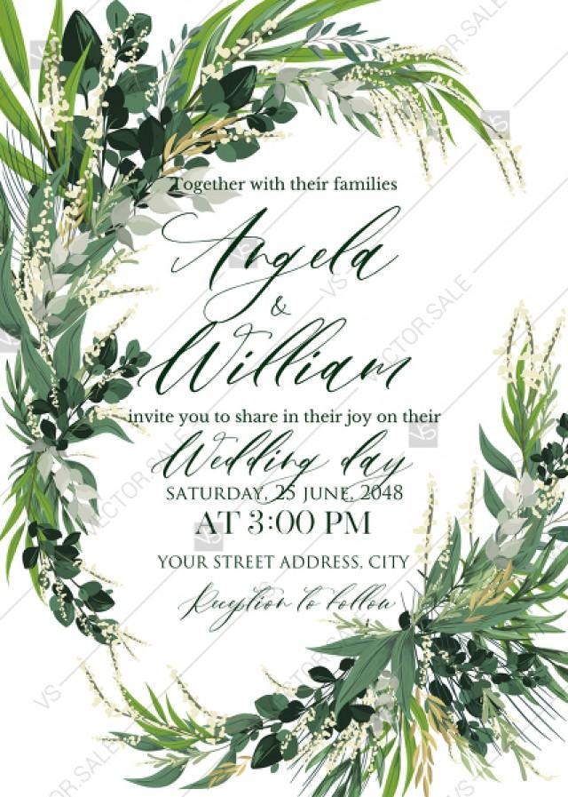 wedding photo - Provence bohemian greenery and field herbs wedding invitation set PDF 5x7 in online maker