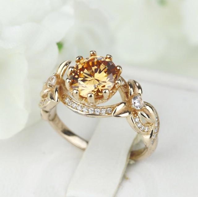 Vintage Rose Gold Floral Engagement Ring in Solid Sterling Silver Promise Ring Anniversary Gift Valentine Gift for Her  S114