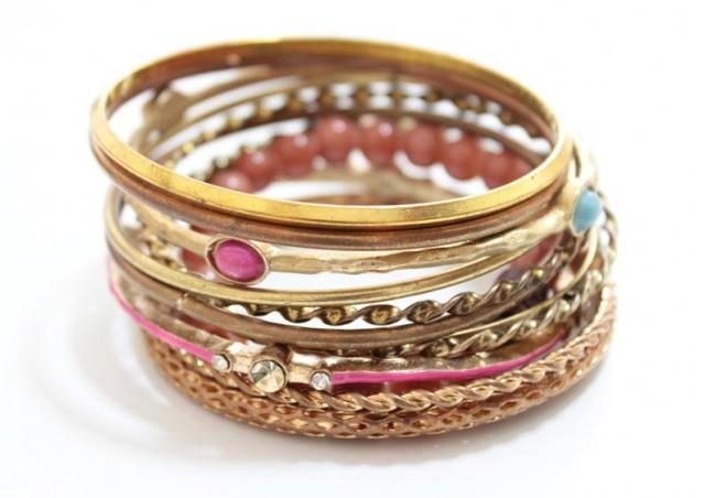 wedding photo - Copper Gold Layered Bracelet For Women, Vintage Bracelet, Set of 12 bracelets, Rustic Stacking Bangles, Layered Bangles, Boho Bangles