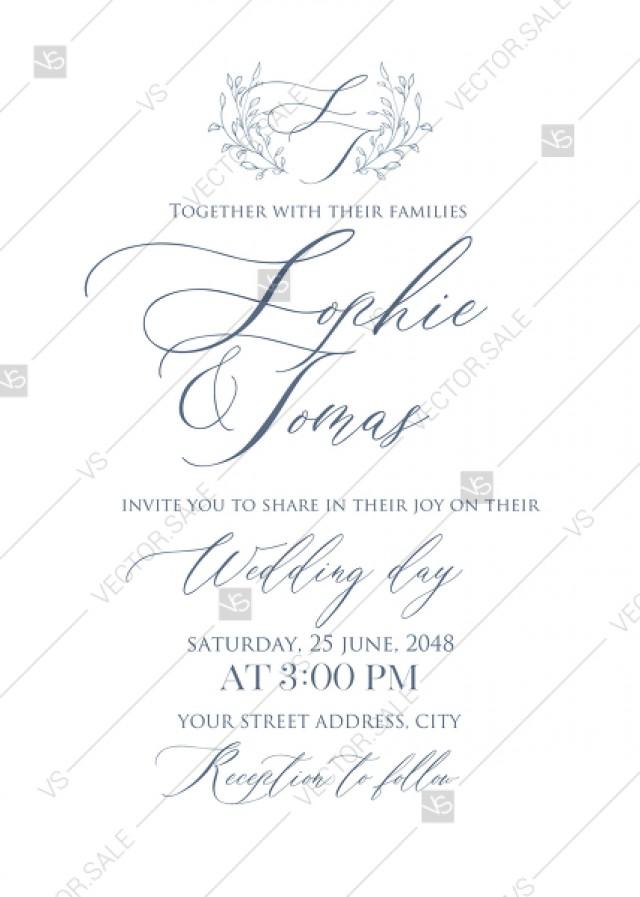 wedding photo - Laurel wreath herbal letterpress design wedding invitation set PDF 5x7 in wedding invitation maker