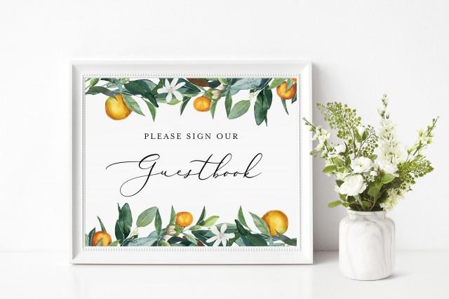 Guestbook Sign INSTANT DOWNLOAD, Leave a note for the newly weds, Signage, DIY Printable Wedding Signs, Rustic Invites, oranges INSW001