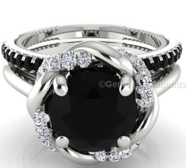 wedding photo - Buy 3.47 Carat Black And White Diamond Engagement Ring
