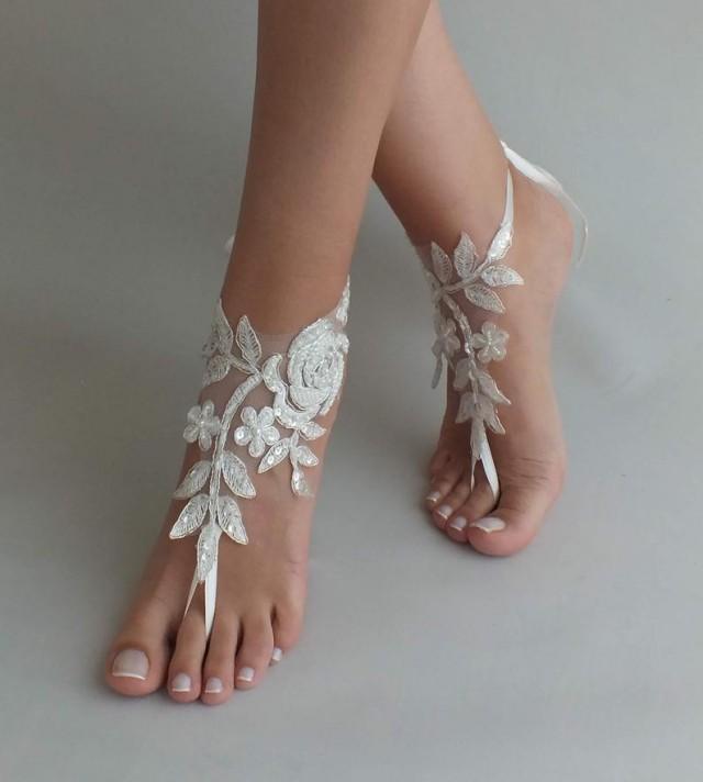 wedding photo - 24 Foot jewelry, lace barefoot sandal, sexy sandals, wedding sandals, beach shoes womens shoes, sandals, beach wedding sandal,