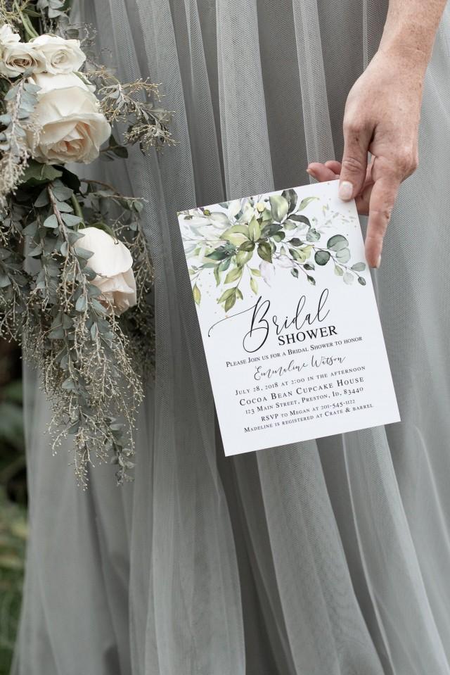 Greenery Bridal Shower Invitation, Bridal Shower Invite Template, Instant Download DIY Printable Editable Wedding Card  LDC-HER