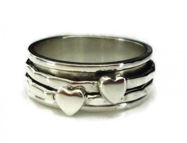 Spinner Ring, Narrow Spinning Ring, Heart Ring, Spinner Rings for Women, Silver Thumb Ring, Spin Rings, Meditation Ring, Mistry Gems, SP69S