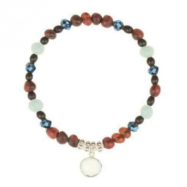 wedding photo - Black stone Baltic amber Glass Beads bracelet for adults women girls Gifts