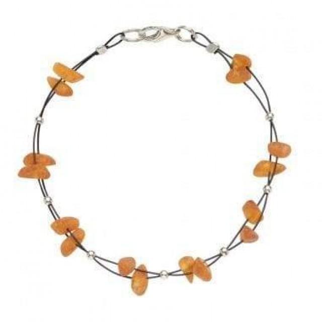 wedding photo - Chips Amber Bracelet with Sterling silver 925
