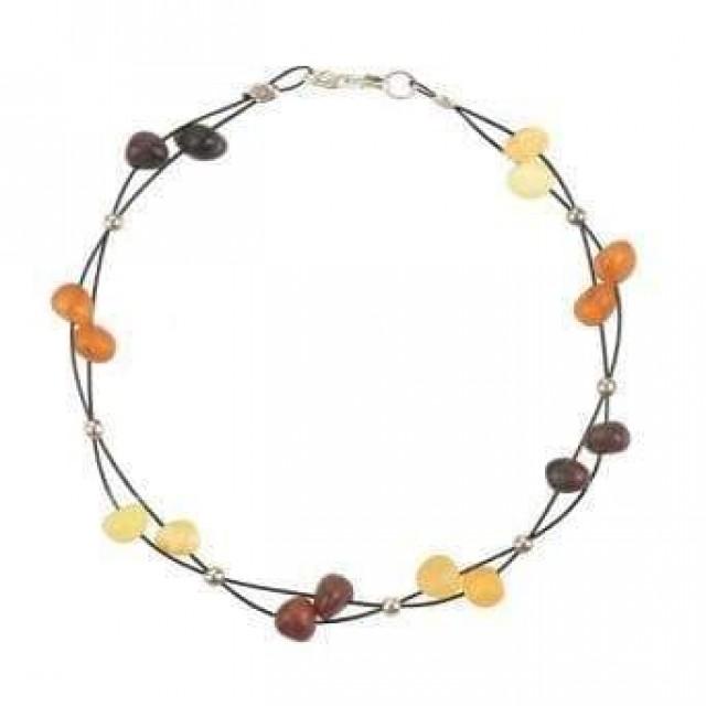 wedding photo - Baroque Amber bracelet with Silver Beads