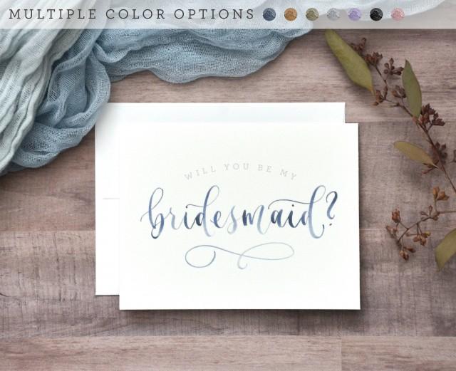 Watercolor Will You Be My Bridesmaid Cards. Printed Bridesmaid Proposal, Handwritten Bridal Party Cards -Bridesmaid Gift, Maid of Honor, Etc