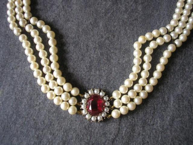 wedding photo - LOTUS Royale Pearls, Vintage Pearl Choker, Lotus Pearls, Ruby Bridal Choker, Wedding Necklace, Pearl Necklace, Indian Bridal Choker, Deco