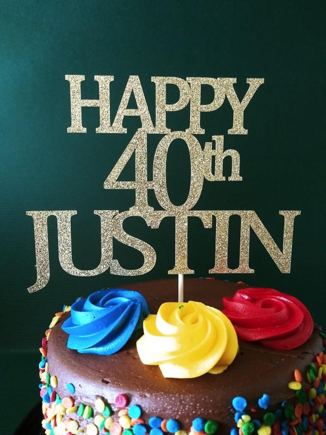 Happy 40th Birthday 18th cake topper 21st 30th caketopper 50th 60th Custom Glitter Cake Topper Masculine Cake Topper  Cake Topper For Man