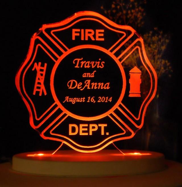 Fireman Maltese Cake Topper -  Wedding - Retirement - Personalized - Light Extra