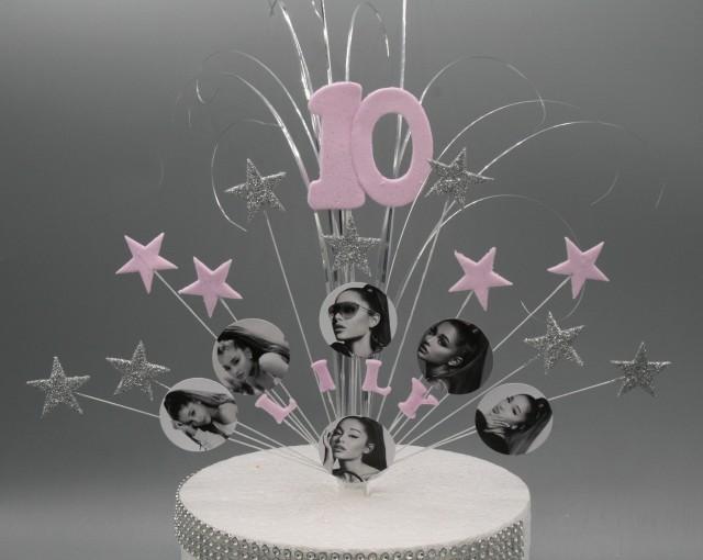 Ariana Grande Cake Topper Spray Cake Decoration Birthday 7th 8th 9th 10th 11th 12th 13th 14th 15th 16th any age Feathers Stars on Wires 005