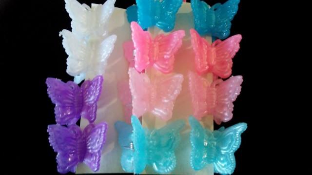 Butterfly clips, 12 pc set ,1990&#39;s butterfly clips, multi-color spring clips,90&#39;s accessories,Rockabilly,Pin-Up,Bo-Ho,Hippie,Classic,Preppy