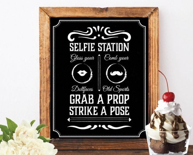 Photo booth selfie station sign grab a prop and strike a pose sign art deco photo booth jack daniels photo booth sign chalkboard signs booth
