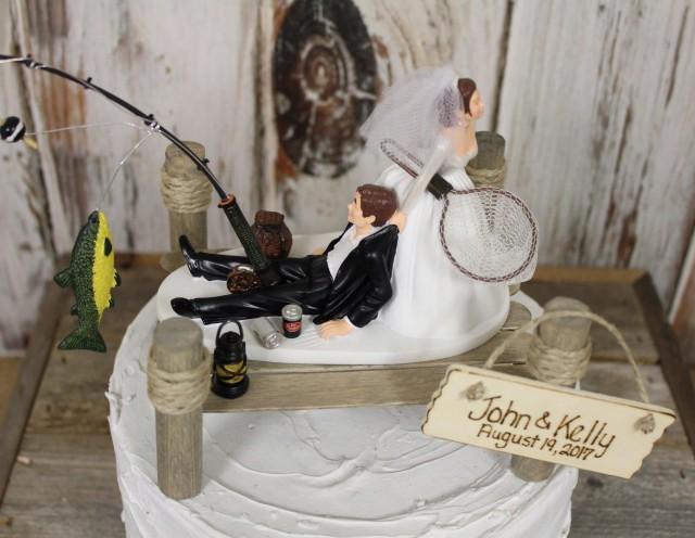 Fishing Wedding Cake Topper, Grooms Hunting Cake Topper, Rustic Outdoors  Lovers, Bride And Groom Cake Topper #2977491
