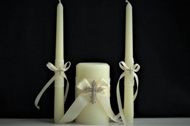 wedding photo - Ivory Wedding Candle Set