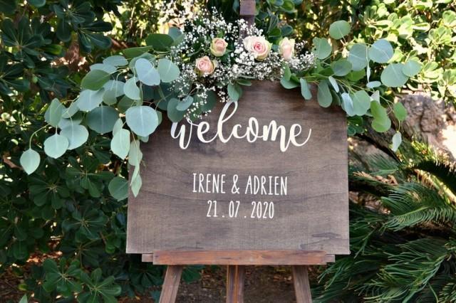 wedding photo - Welcome Wedding Sign, Wood Wedding Sign, Rustic Wedding Sign, Custom Wedding Sign, Wedding Sign Personalized Vinyl, Lettering Wood Sign.