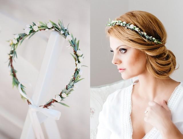 wedding photo - Flower Crown Blush Roses, Wedding Hair wreath,Bridal hair accessories,Fairy Crown,Floral hair garland,Hair band,Headband Bride or Bridesmaid