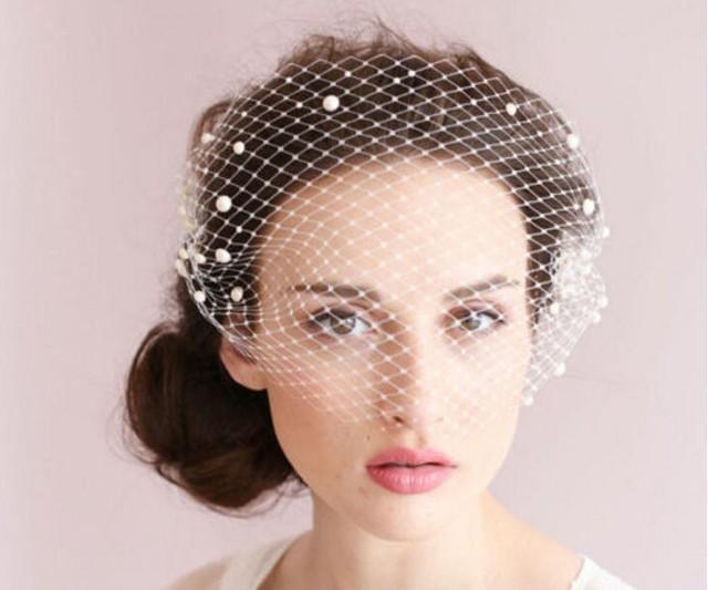 Pearl Birdcage Veil Bridal Bird Cage Wedding Tulle Bachelorette Accessory Headpiece Head Hair Piece Short Bride Gift Weddings Accessories