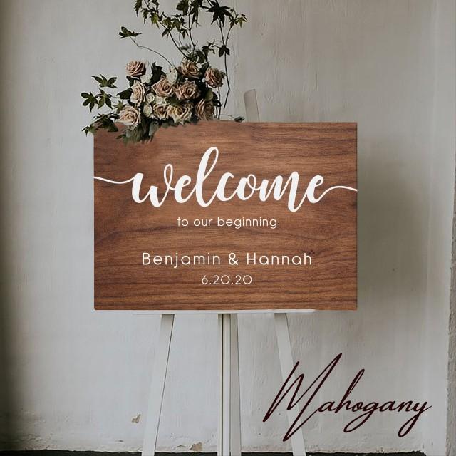Wedding Welcome Sign by Rawkrft - Rustic Wood Wedding Sign - Custom Wedding Sign - Bridal Shower Sign - UV Stained And Fade Resistant