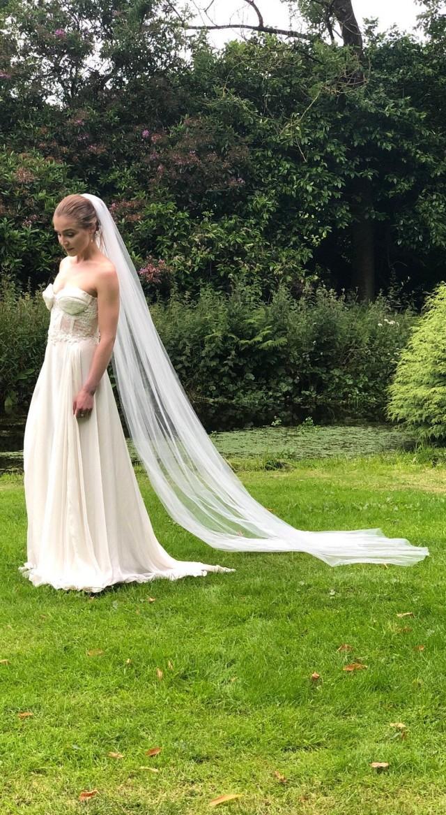 Soft Wedding Veil, Cathedral Bridal Veil, Fingertip Veil