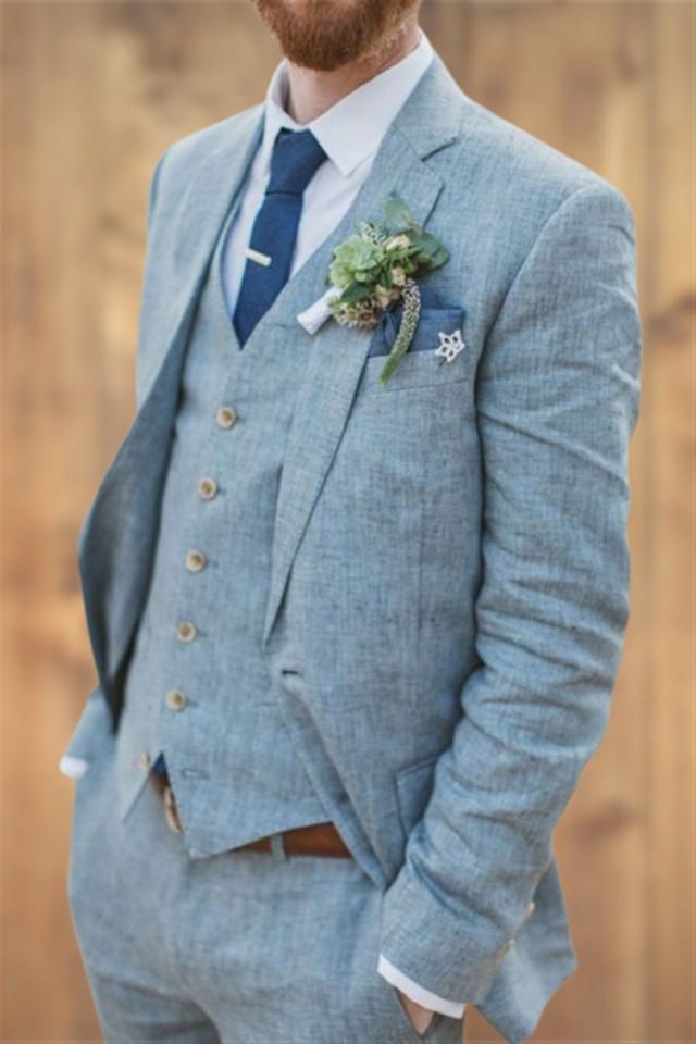Mens Suit Blue Suits Slim fit 3 Piece Summer Suits for Men Groom Wear Dress Beach Wedding Suit Men Dinner Suits