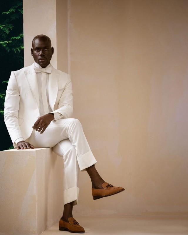 The “George Taubman” Ivory White, Shawl & Peak lapel Wedding Tuxedo