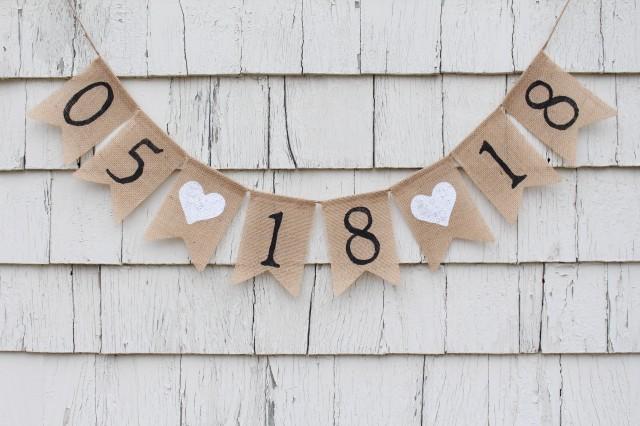 Save the Date Banner, Save the Date Bunting, Bridal Shower Banner, Engagement Banner Photo Prop, Rustic Shower Decorations, Burlap Banner