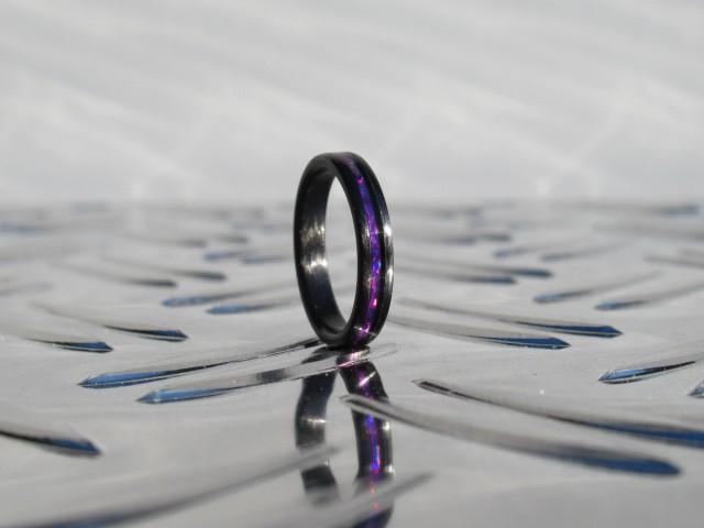 Purple Engagement Ring - Purple Line Ring - Promise Ring - Carbon Fiber - Unisex Ring