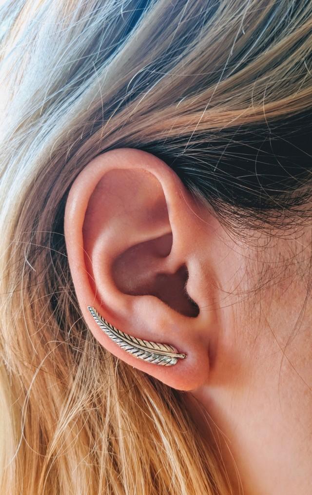 Sterling Silver Feather Ear Climber