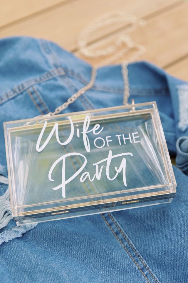 Wife of the Party Clear Box Clutch 