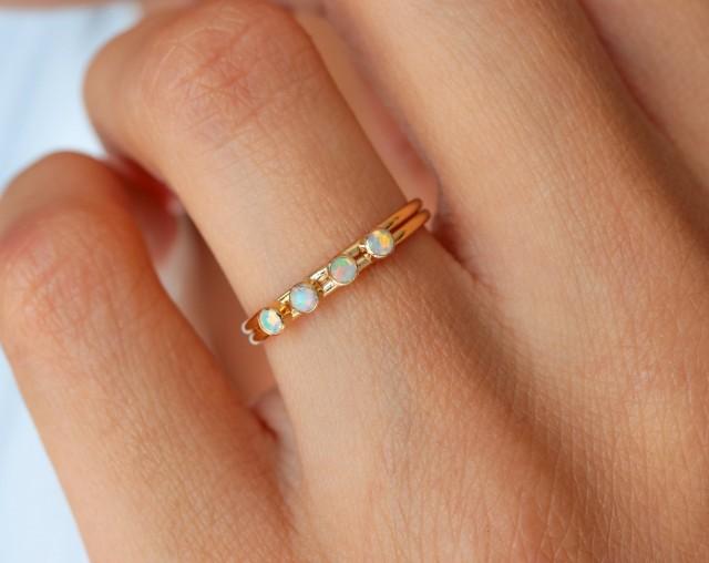 Dainty opal ring, personalized ring, gold filled ring, minimalist ring, engagement ring, ring for women, elegant ring, birthstone ring