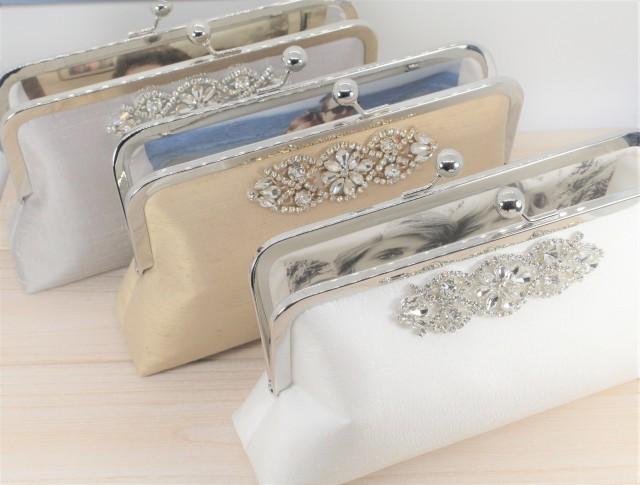 Silk Clutch with Photo Lining - Mother of the Bride Gift - Mother of the Groom Gift - Wedding Clutch - Bride Clutch - Choice of Colors