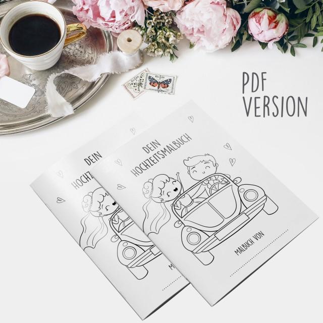 Malbuch Hochzeit für Kinder Hochzeitsmalbuch als PDF Gastgeschenk Kindermalbuch