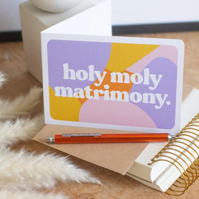 Holy Moly Matrimony Funny Engagement Wedding Valentine&#39;s Card UK