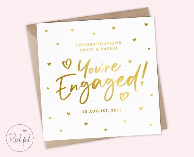 Personalised Cute Engagement Card - Gold, Silver and Rose Gold Card - Engaged Card - You&#39;re Engaged Card - Engagement Congratulations Card
