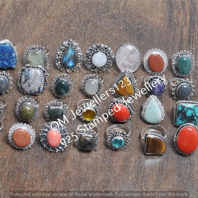 Awesome ! Multi Gemstone Mixed Rings Wholesale Lot, 925 Sterling Silver Plated Rings Handmade Jewelry Ring Women Gift Ring Bulk Ring