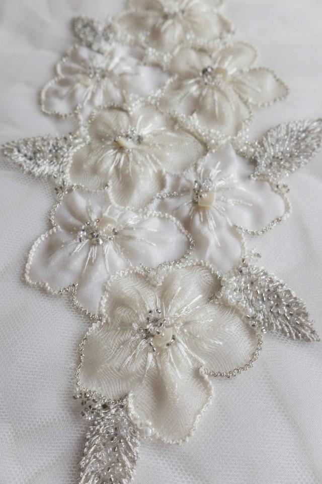 Hand-made motif with applique silk organza flowers