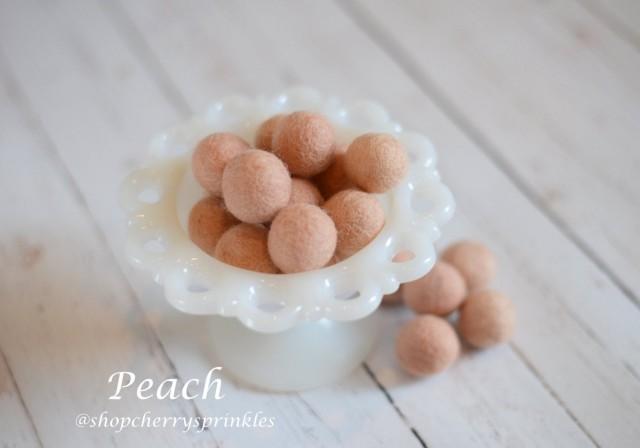 Nude Peach -1 cm -2 cm 100% Wool Felt Balls -Felt Pom ball *Peach wool balls, Pom Garland - Diy Felt Ball Garland * Wool Balls *Felt Beads