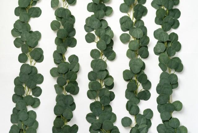 5 Pack Artificial Eucalyptus Garland Vines Faux Silver Dollar Greenery Eucalyptus Plants for Wedding Party Home Decoration
