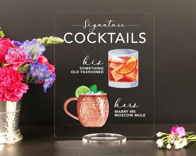 Bar Menu Signature Drinks! - His, Hers, Bar Menu Sign, Bar Sign for wedding and special events.