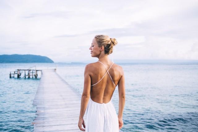 Flowy Boho White Bali Summer Backless Dress 