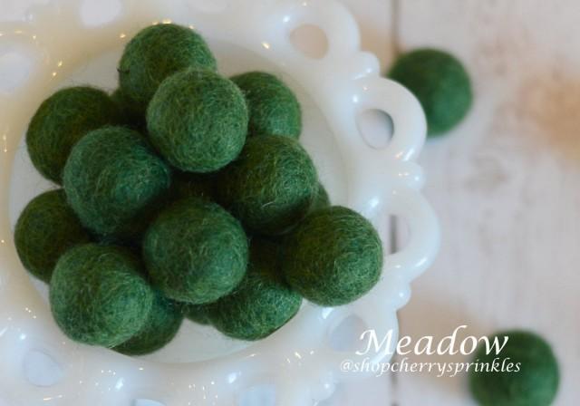 MEADOW 1cm -2cm 100% Wool Felt Balls -Felt Pom Pom *Green wool balls, DIY Pom Pom Garland - DIY Felt Ball Garland * Wool Balls *Mantel Decor