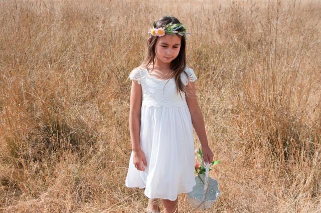 Country Flower Girl Dresses, Rustic Flower Girl Dresses, Crochet Girl Dress, Ivory Flower Girl Dress Lace, Girls Lace Dress, Photo Dress