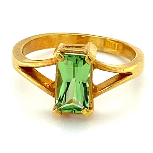 Tsavorite Garnet 2.42ct Solid 22K Yellow Gold Solitaire Ring, Tsavorite is Natural and Untreated, Sourced Kenya, Ring Size 5.75, Octagonal,