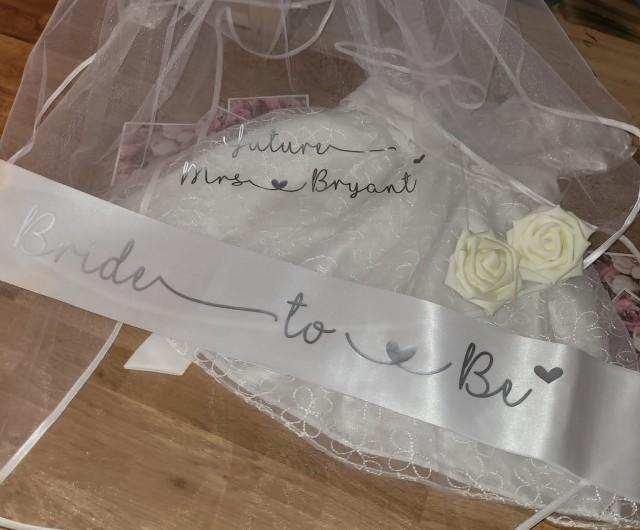 Personalised Veil, Personalised Sash Hen Party Veil, Bride To Be