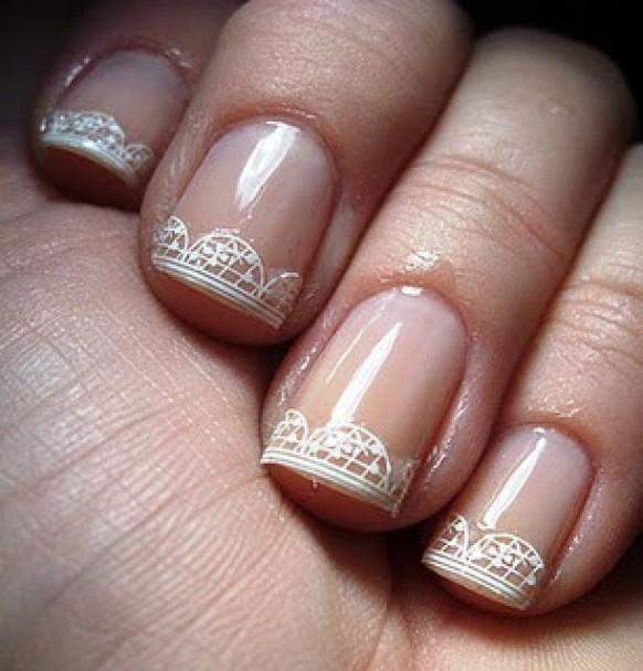 wedding photo - Easy and Beautiful Wedding Bridal Nail Art Design with Lace French Tips Decoration Stickers ♥ White Lace Decal For Nail Art and Design 